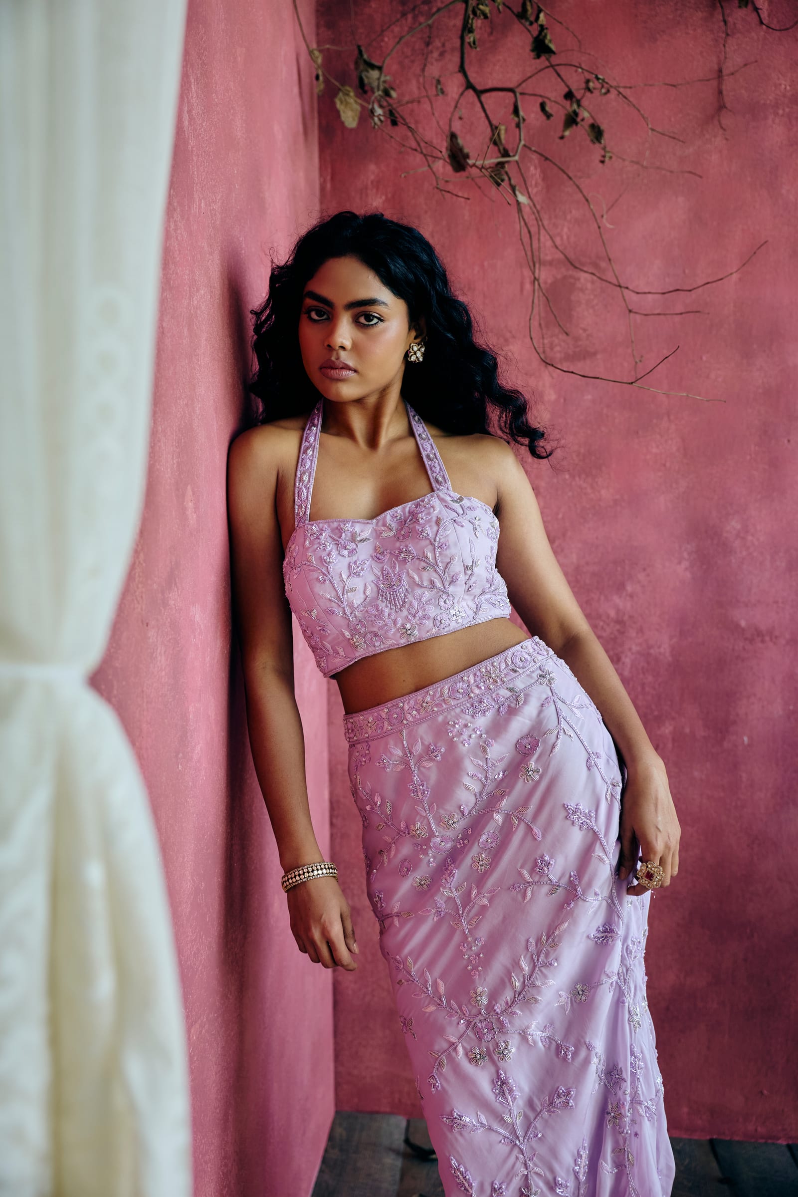 A woman in an elegant lehenga at an Indian wedding